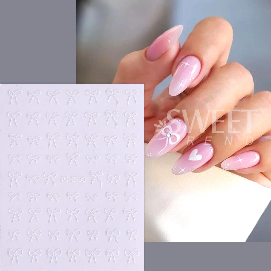 6pcs/set 3D Small Bow Ribbon Bowknot Y2K Nail Sticker MIni Kawaii Japanese Adhesive Decals Nail Art Manicure Decorations DIY