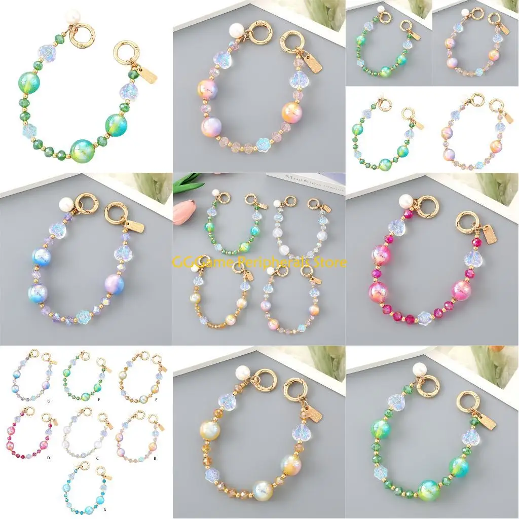 

U55B Beaded Phone Wrist Strap,Colorful Phone Bracelet Strap Handfree Wristlet Strap Anti Lost Phone Lanyard