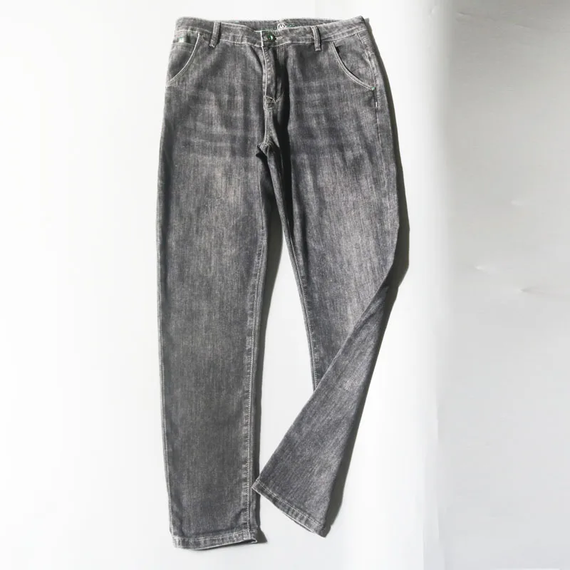 

Slim Fit Straight Leg Jeans Men's Lightweight Summer Grey Casual Long Pants Cotton Stretch Denim mid Waist Zipper Fly Youthfu...