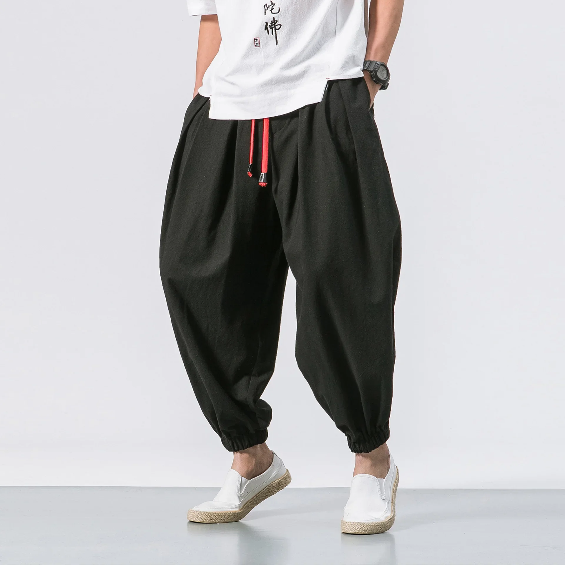 

Новые осенние мужские свободные шаровары TPJB, китайские льняные тренировочные брюки с лишним весом, высококачественные повседневные Брендовые мужские брюки оверсайз