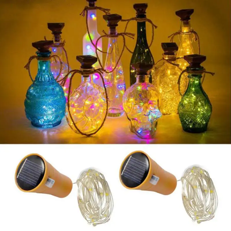 20LED Wine Bottle Light LED Solar With Cork Copper Wire Tube Light String Round Cork Light Bottle Light Party Wedding Bar Decor