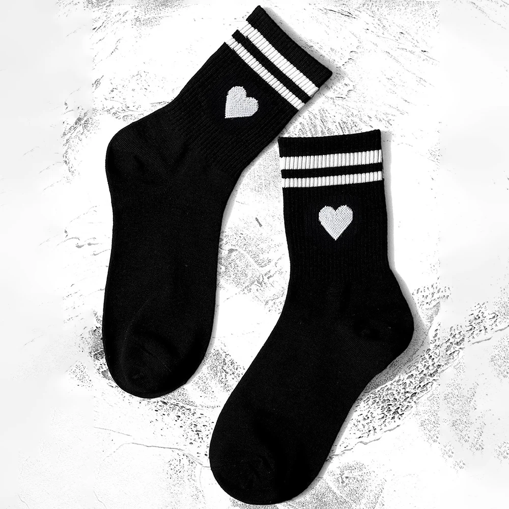 6 Pairs Women Parallel Bar Socks Fashionable Versatile Cartoon Love Socks Soft and Comfortable Casual and Breathable Socks