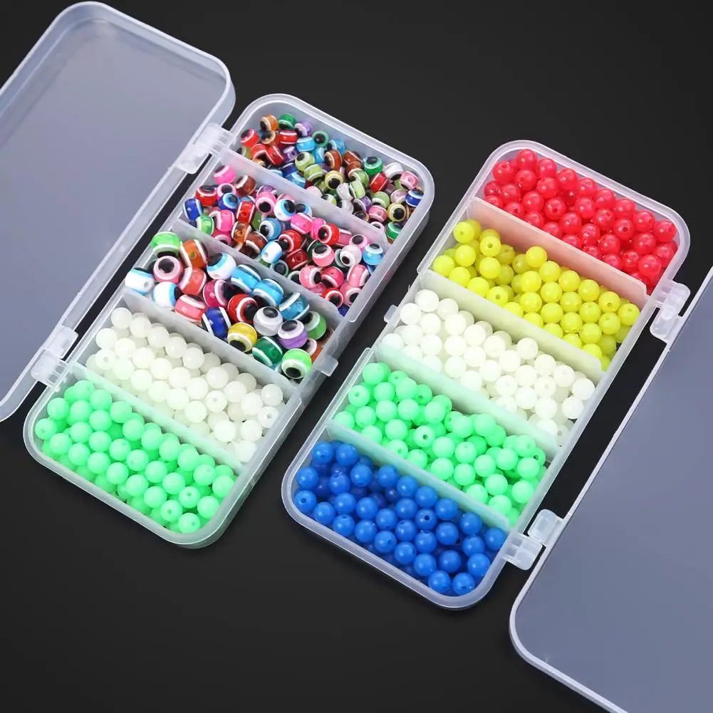 Fishing Beads 500pcs Fishing Space Beans Box Glow-in-the-dark Round Float Balls Stopper Rigging Beads Set for Night Fishing