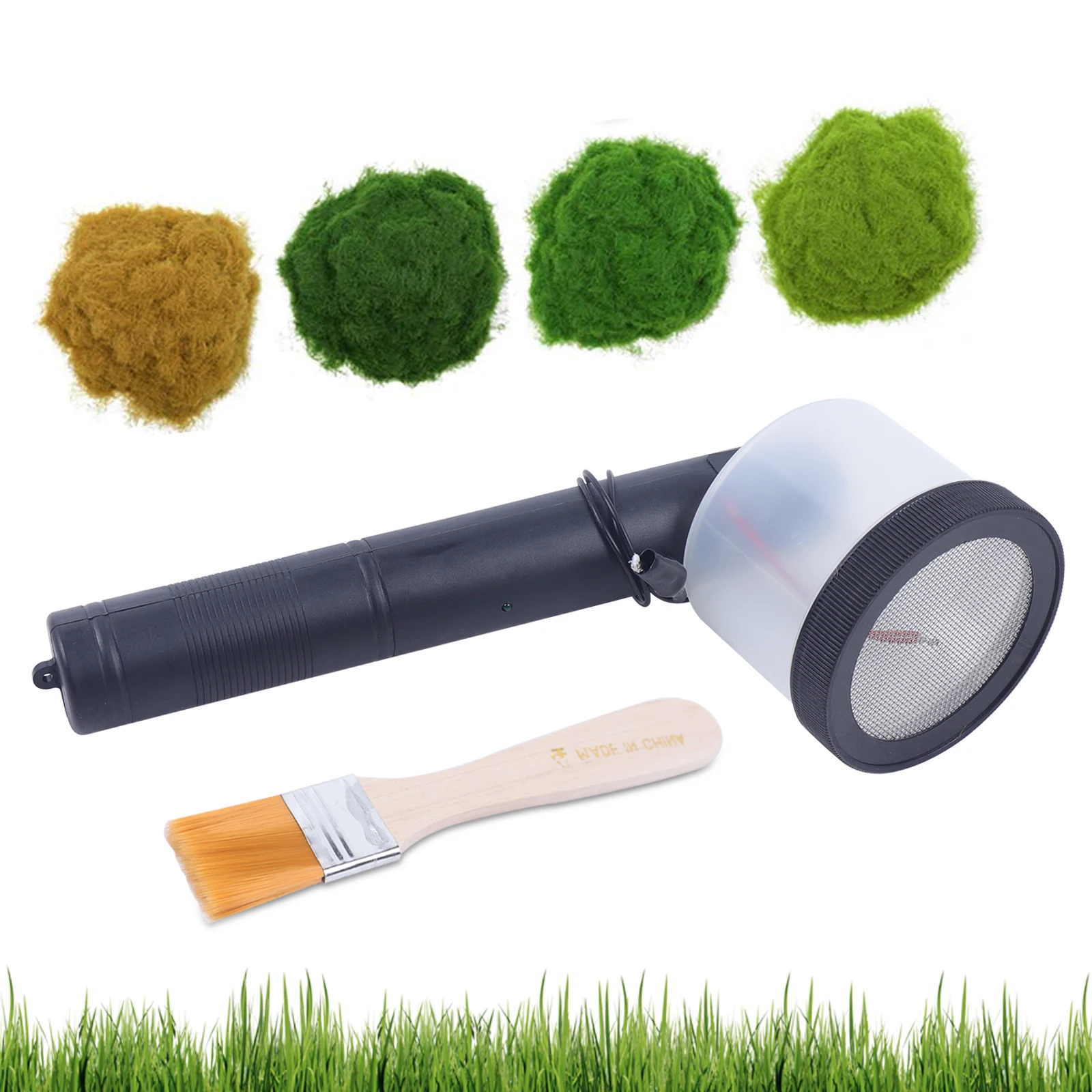 Portable Static Grass Applicator, Battery-Powered Flocking Machine with 2 Sieves for Model DIY Mini Terrain Making