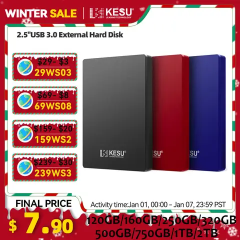 웨스턴 디지털(WD) 5TB 휴대용 하드 드라이브, USB 3.0, 엘리먼츠 시리즈, 2.5인치, 기계식 하드 드라이브, 외장형 확장 9 KESU HDD 휴대용 외장 하드 드라이브, PC, 맥, 데스크탑, 맥북과 호환 가능한 USB 3.0 스토리지, 2.5 인치, 320 gb/500 gb/750 gb/1 tb