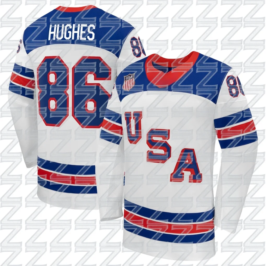 US National Hockey Team Training Black Ice Hockey Jacket, Jack Hughes, # 86, Fitness Sports Ice Hockey Long Sleeve, Trendy Style