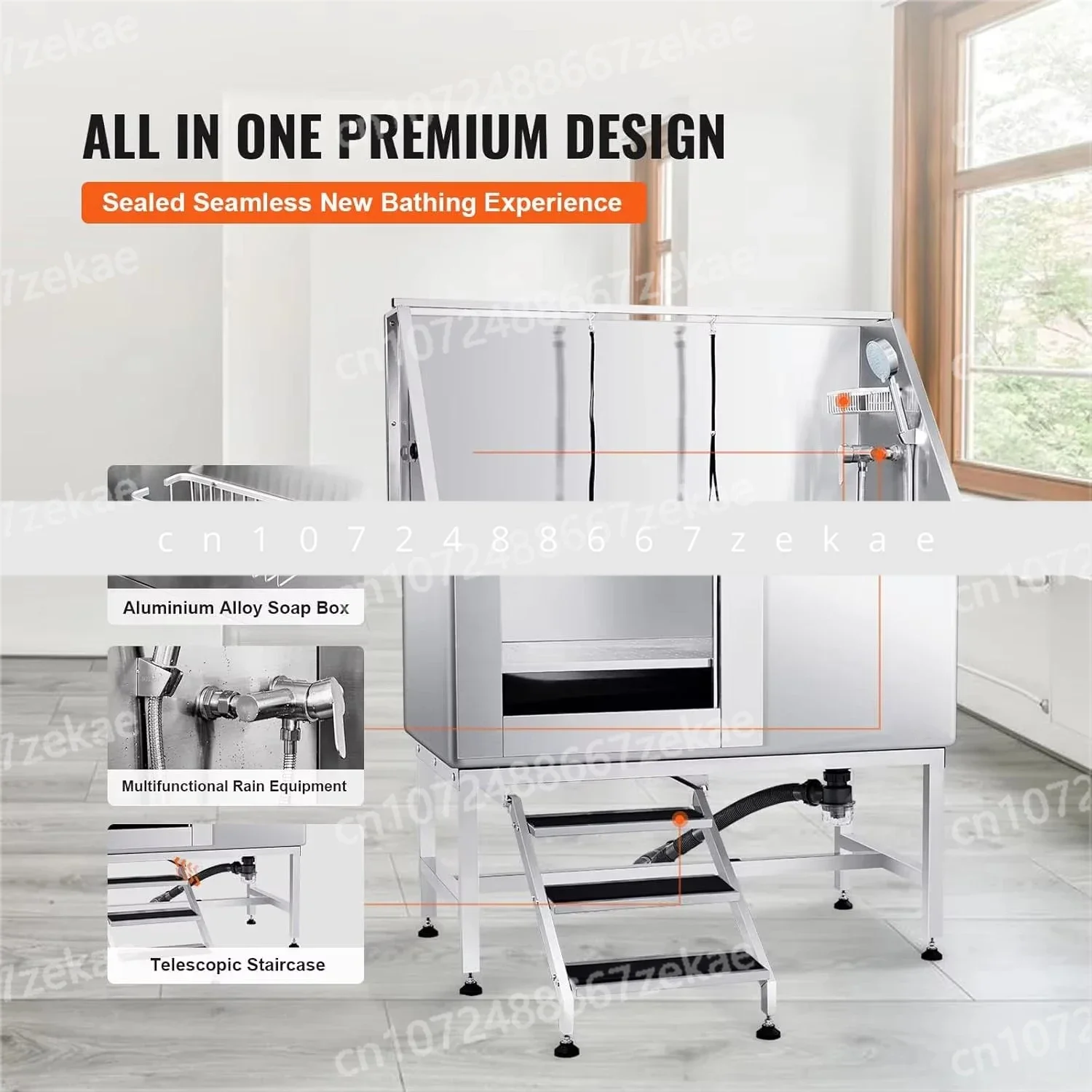 

Красота животныхПрофессиональная ванна для ухода за собаками из нержавеющей стали 50 дюймов Станция для купания Лестница Кран Мыльница Левая домашняя стирка Большой Пе