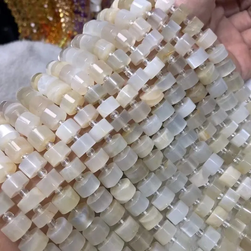 loose beads  Moonstone white roundelle faceted 10*6mm nature  for DIY making jewelry 38cm FPPJ wholesale 1string