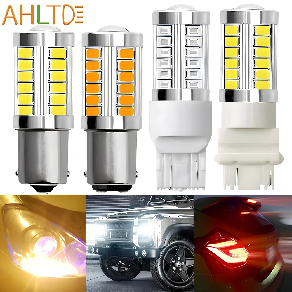 1/2/4/10/20PCS Car DRL Led White Red Yellow 1156 1157 7443 3157 33SMD 5630 LED Lights Tail Lamps Turn Signal Rear Reverse Bulbs