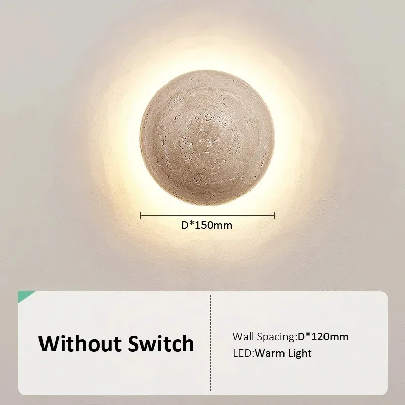 Travertine Limestone Wall Light for Corridor Aisle Bedside Natural Yellow Cave Stone Stair Indoor LED Atmosphere Lighting Lustre