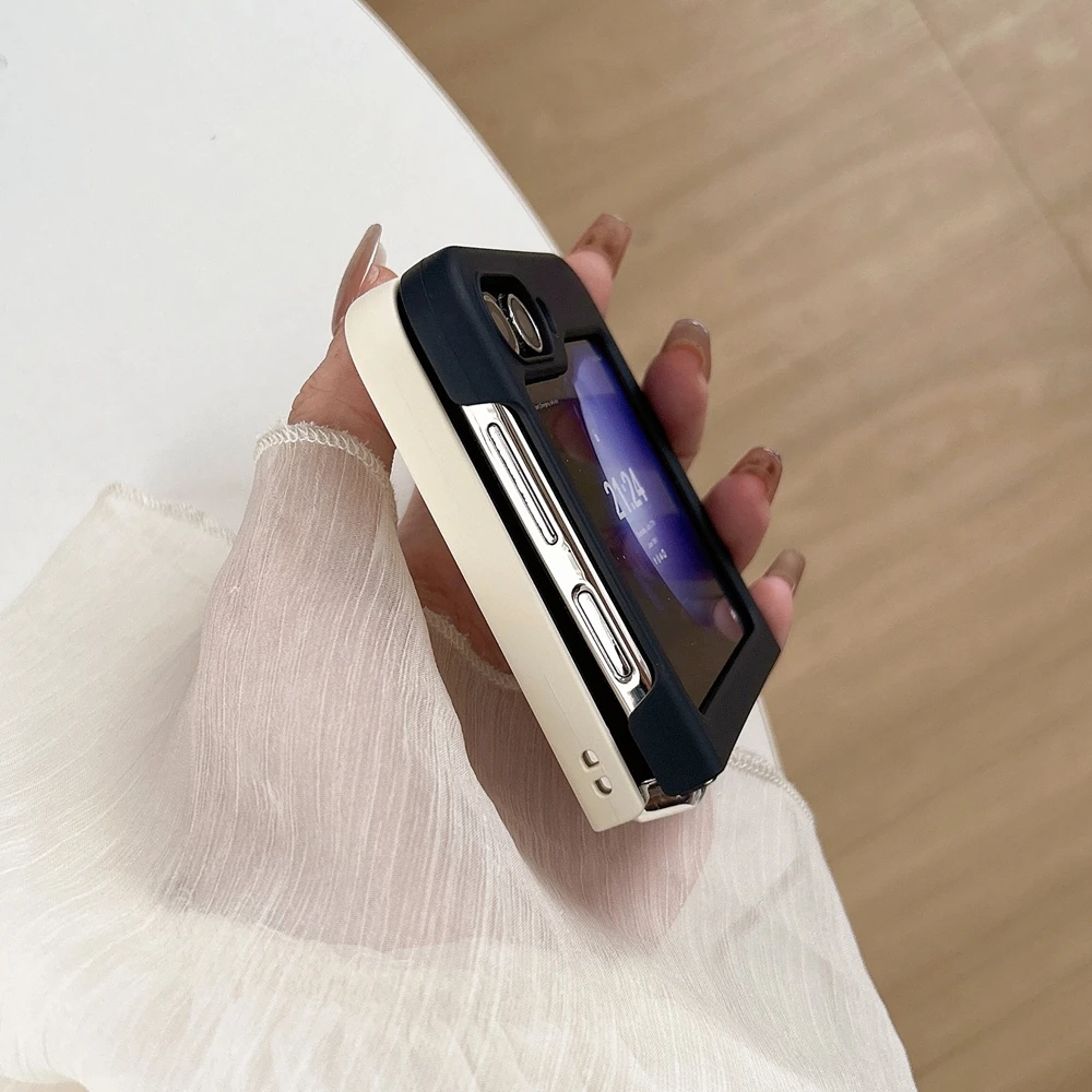 Magsafe حافظة هاتف شحن مغناطيسي لهاتف سامسونج جالاكسي Z Flip 5 4 3 6 ألوان مقسمة متجمد قابلة للطي غطاء حماية للشاشة