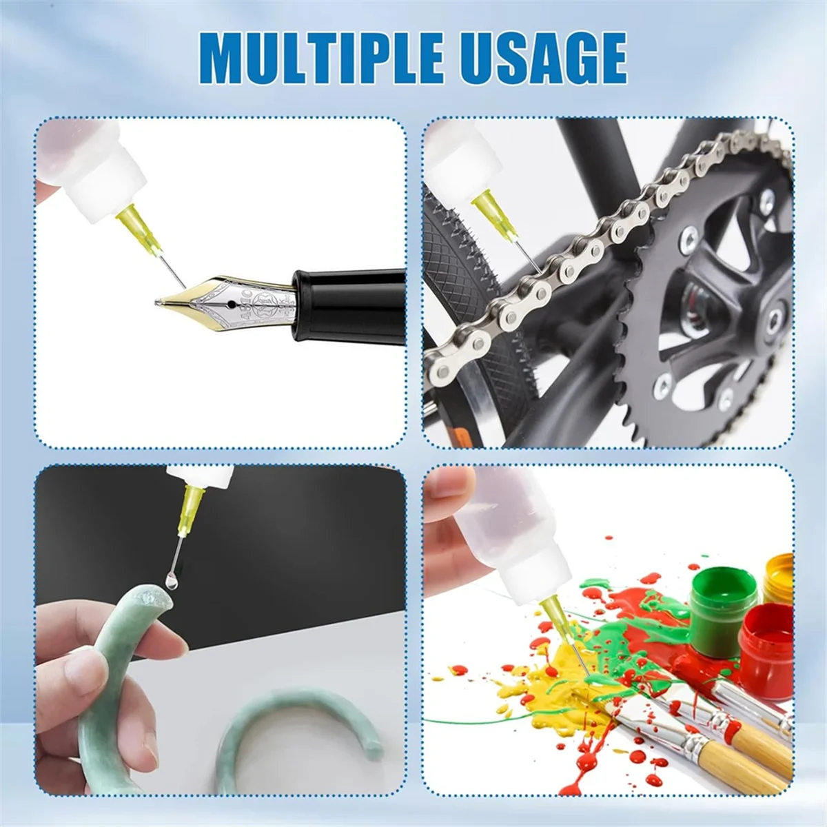 100 مللي زجاجة قضيب طرف دقيق للغراء ، زجاجة ضغط طرف إبرة مع 14ga 16ga 18ga 20ga 25ga مزيتة إبرة حادة