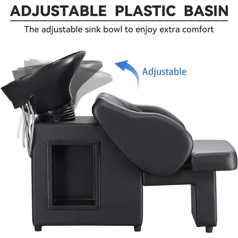 Shampoo Barber Backwash Chair, Adjustable ABS Plastic Shampoo Bowl Sink with Chair for Spa Beauty Salon…