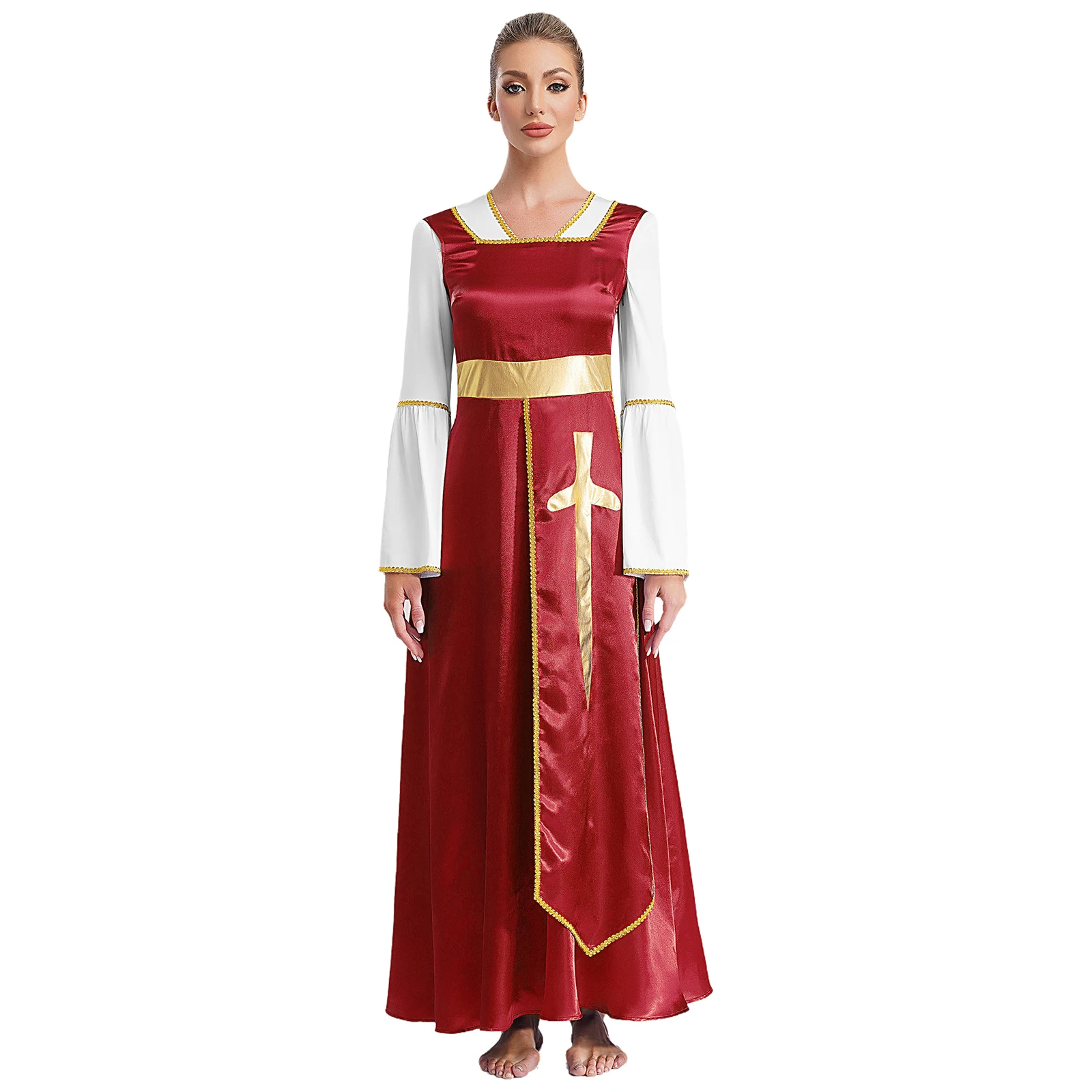 Traje de baile de alabanza litúrgica para mujer, vestido tipo túnica de adoración de coro de iglesia espiritual con vestido, Ropa de baile de rendimiento lírico moderno