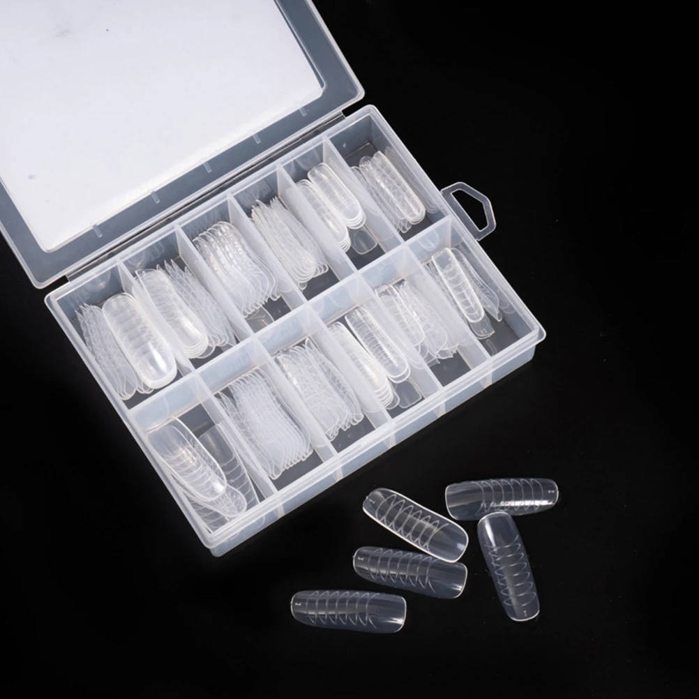 

120pcs Crystal Nail Pieces Fake Stickers Manicure Accessories White Unique Design Easy Apply Premium Fake Nail Set for Party