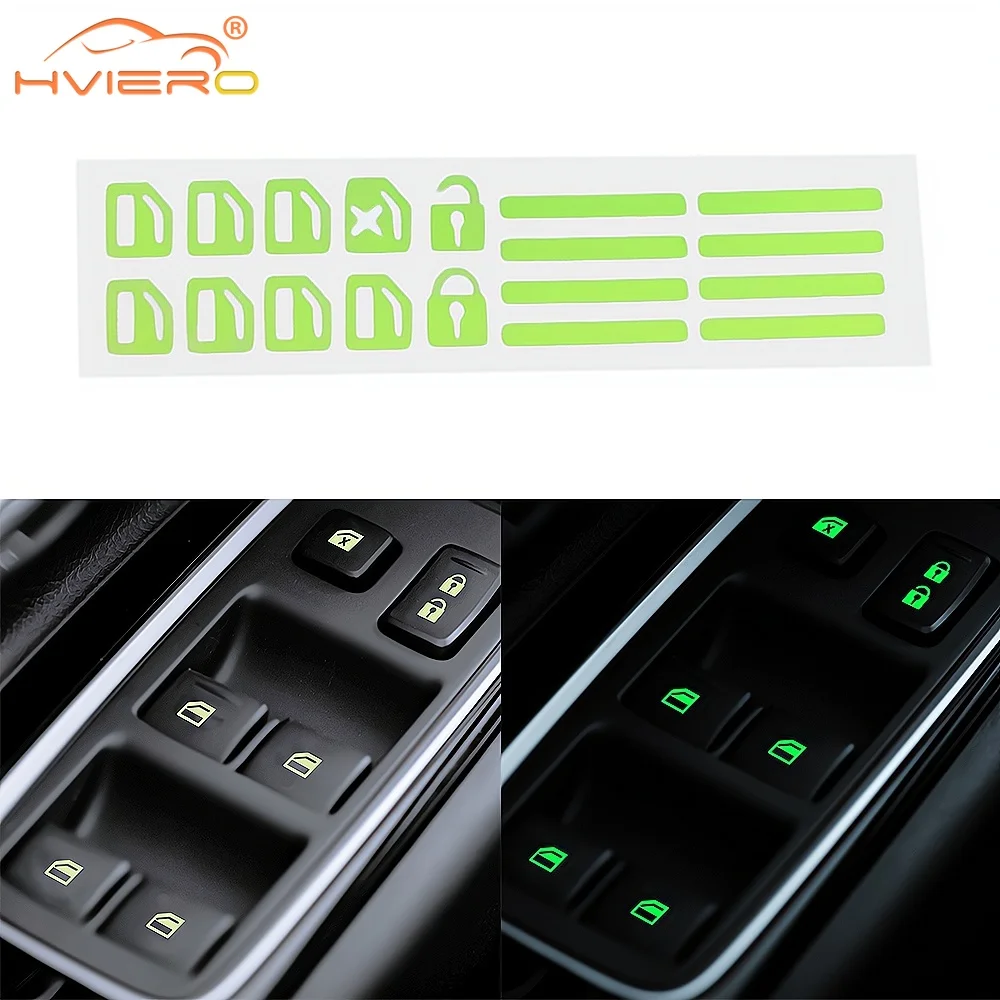 

Car Styling Window Switch Luminous Stickers Nighting Glowing Button Fluorescent Decals Toyota Camry Mitsubishi Benz Hyundai Kia