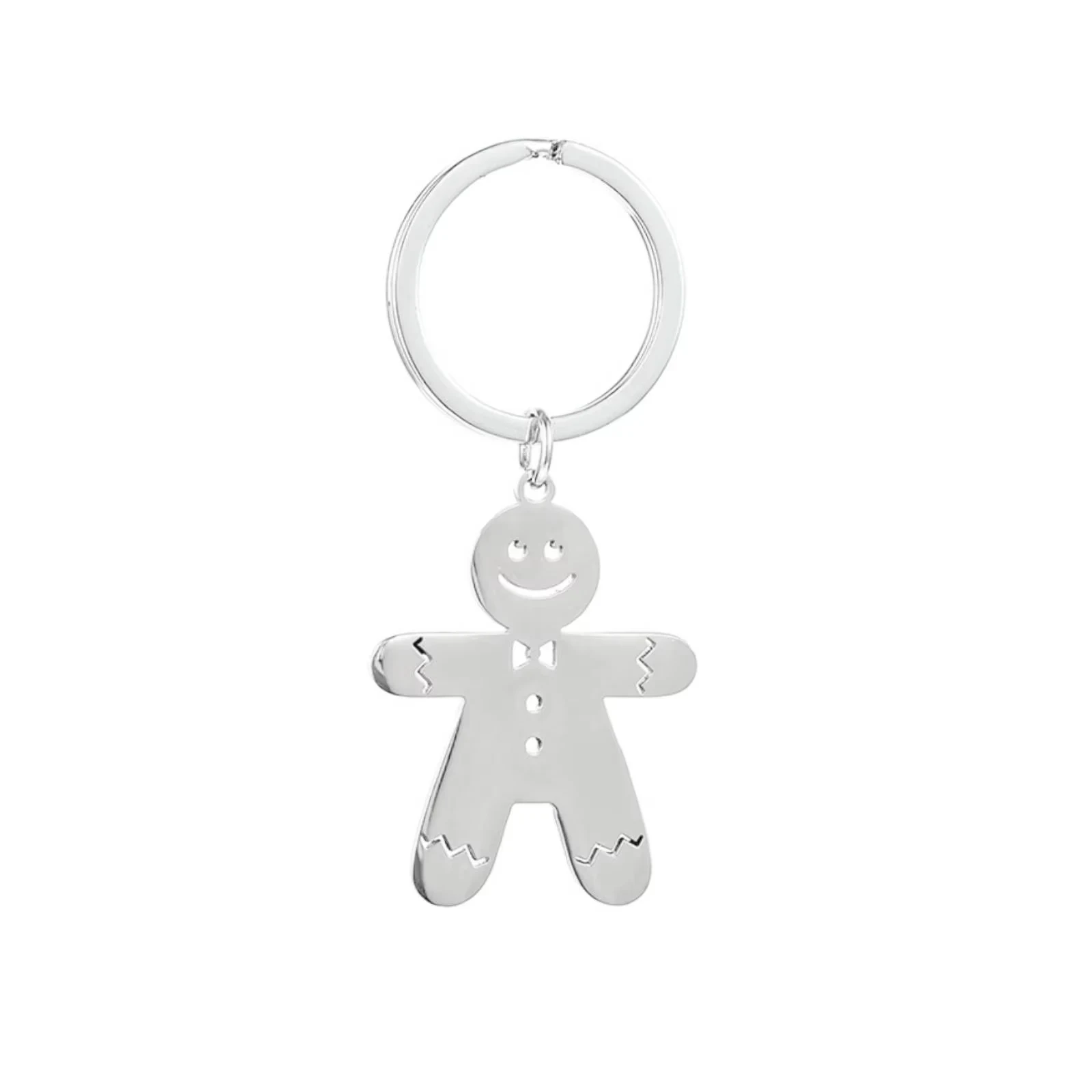 Edelstahl Lebkuchenmann Schlüsselanhänger Weihnachtsgeschenk Metall-Schlüsselring Taschenanhänger für Männer und Frauen – Detail 2