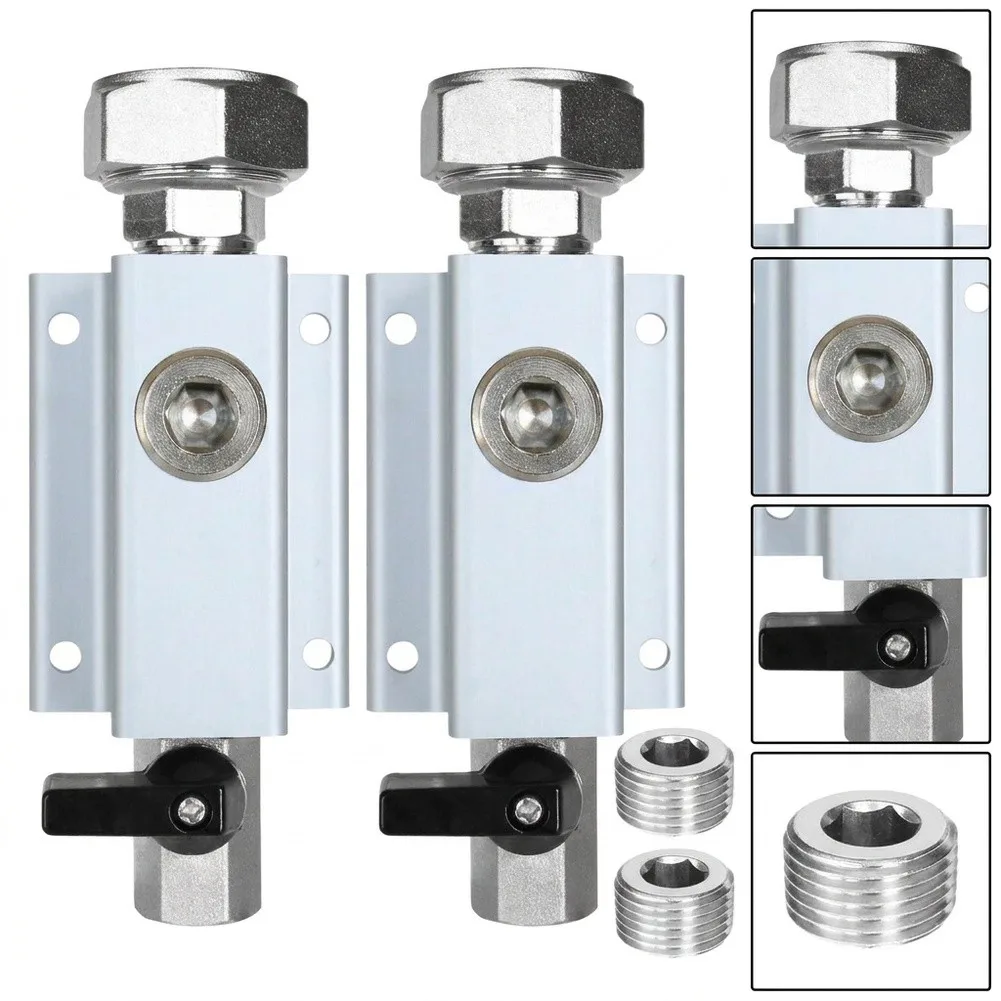 Aluminum Block Valve Set 3/4 Inch with Quick Shut-off Mechanism and Brass Female Threaded Fittings for Industrial Piping Systems