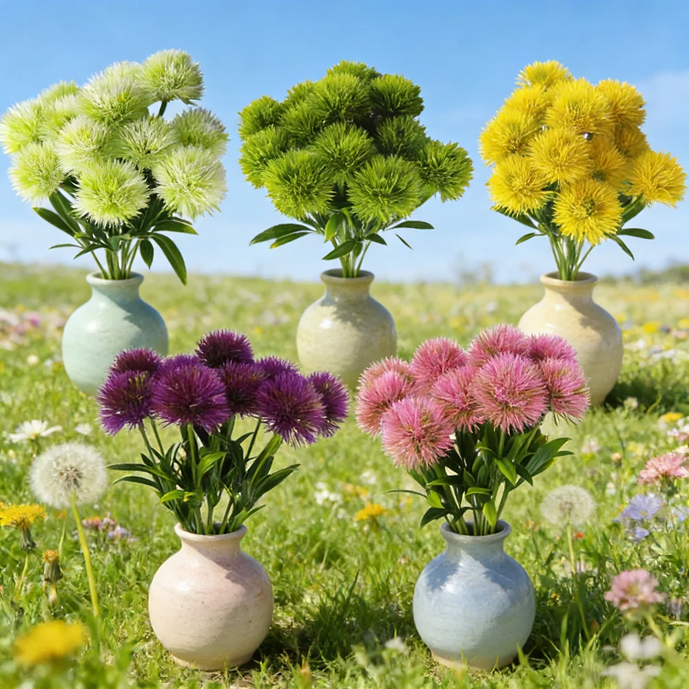 10 piezas de ramo de diente de león artificial, de plástico, sin mantenimiento, para decoración de ambiente primaveral en mesa de comedor del hogar