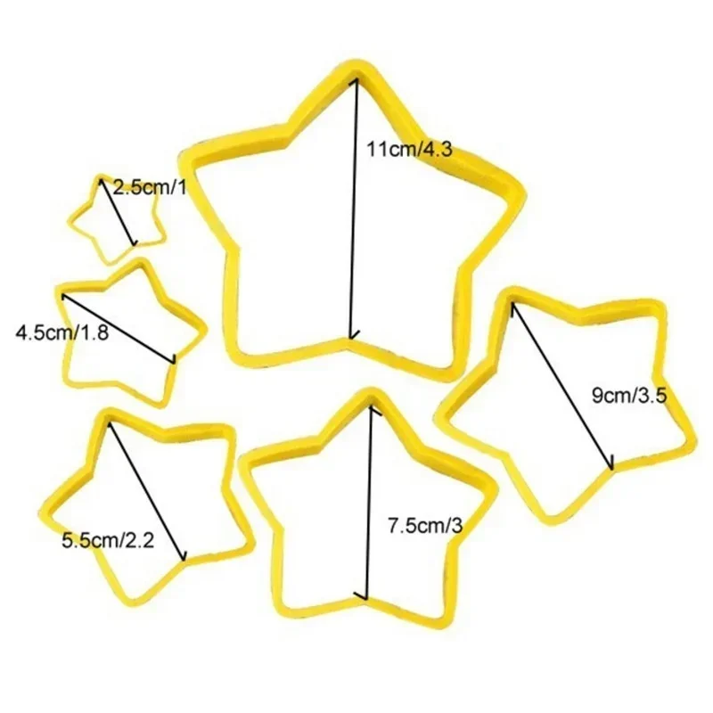 6Pcs/Set 3D DIY Pentagram Christmas Tree Cookies Cake Cutter Mold Set Baking Tool for Christmas Day Cookie Cutter Set view 5