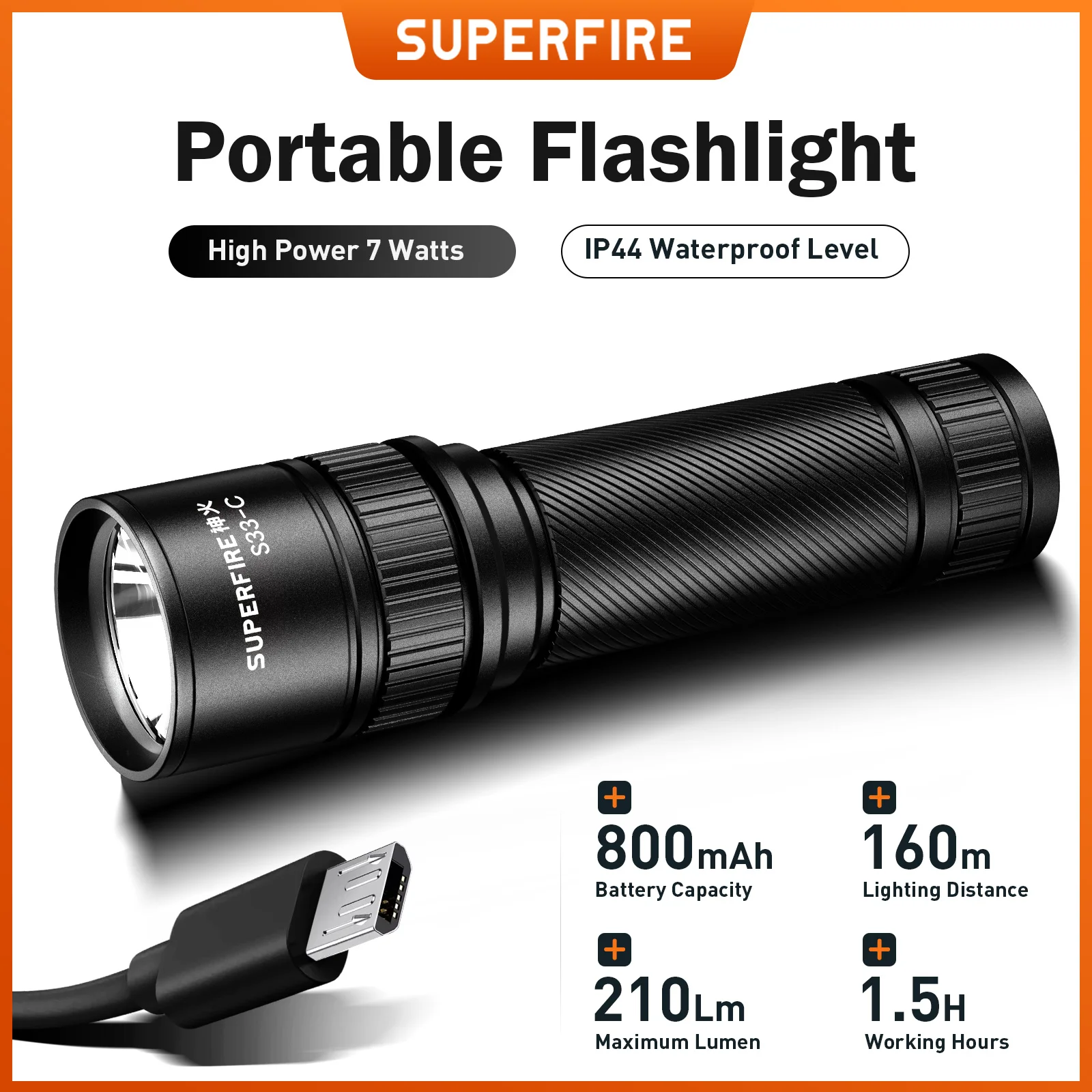superfire-s33-c-7w-lanterna-tatica-portatil-recarregavel-com-bateria-de-litio-800mah-adequada-para-acampamento-caminhadas