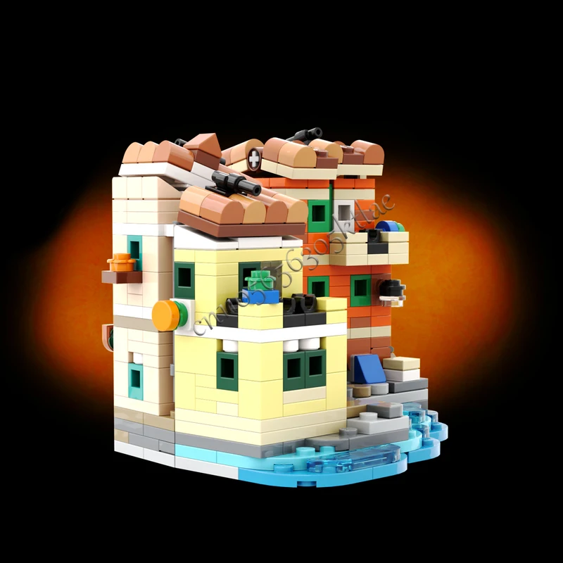 489 ELEMENTÓW Dom Ulica Mini Miasto Riviera MOC Personalizowany Modułowy Zestaw Klocków Kreatywny Projekt Technologia DIY Prezent Urodzinowy Zabawka