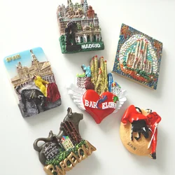 1 Pcs, Spain Attractions Fridge Magnets, Barcelona Madrid Bullfighting Mosaic Refrigerator Stickers,Spain Travel Souvenirs Gift