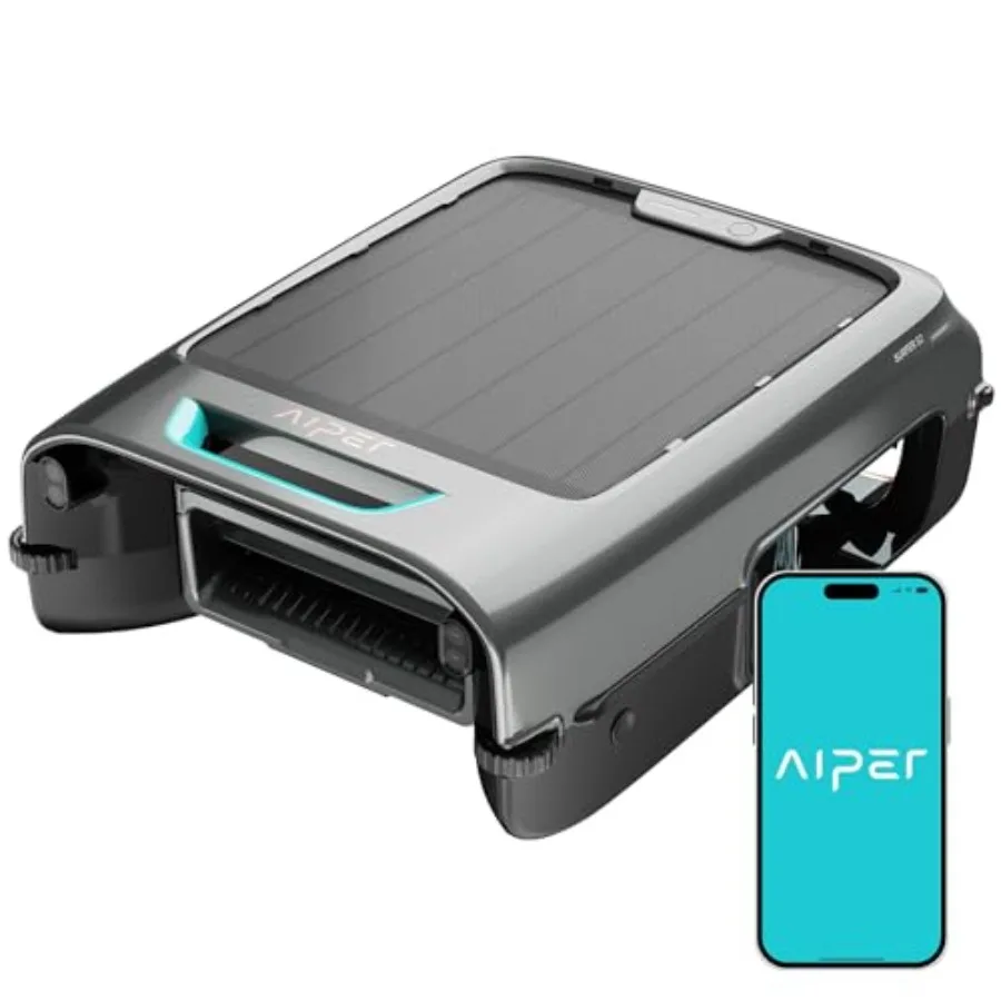 Pool surface skimmer robot for residential use eco-friendly solar-powered gray 24/7 continuous cleaning with APP support dual c