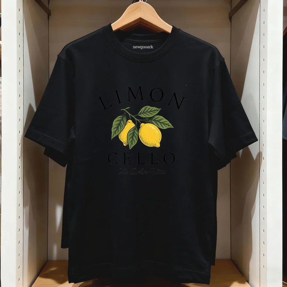 La Dolce Vita Limon Cello T Shirt Women Tomato Aesthetic Engraving Lemon Graphic Tee Mediterranean Vintage Summer Vacation Tops