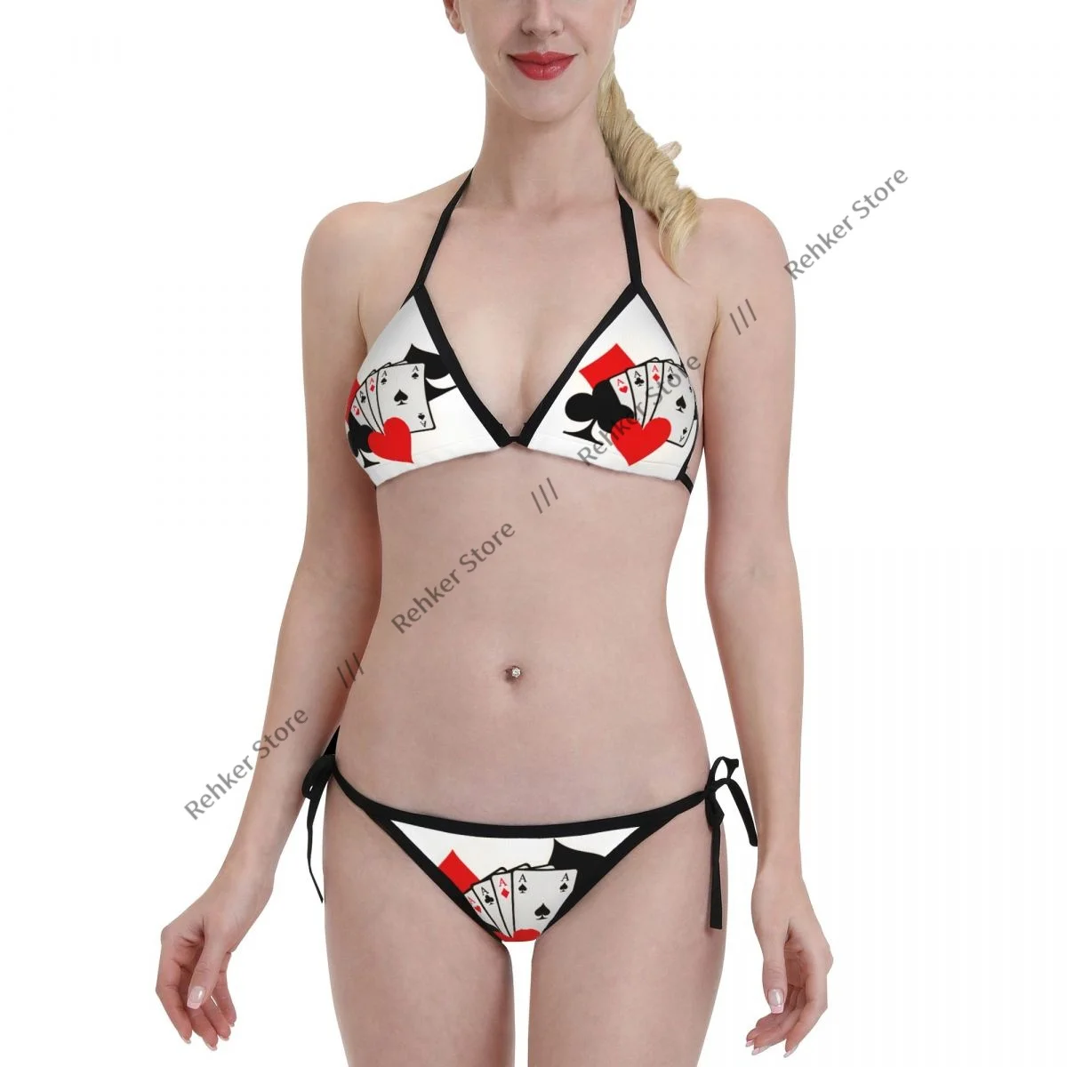 Bikini Set Swimwear Women Swimsuit Sexy Push Up Swimming Bathing Suit Four Aces Playing Cards Beachwear Summer Brazilian
