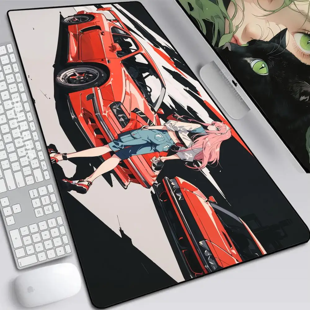 

Sports car with cute Anime girl Mouse Pad Non-Slip Rubber Valorant New products Edge locking Floor mats Anime Esports 1200x600