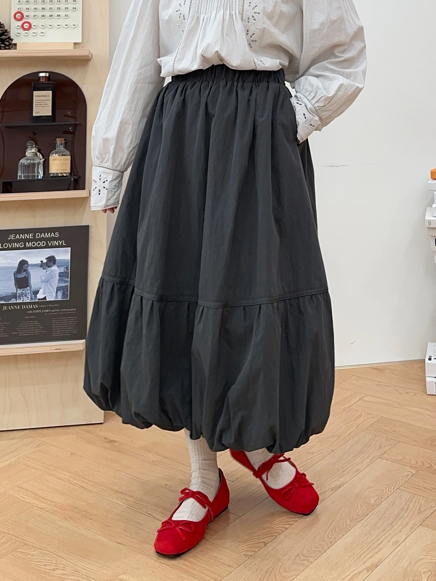 

Early Spring Girl's Versatile Flower Bud Skirt High Waist Elastic Bottom Loose Fit Cotton Blend No Stretch Chinese Manufacturer