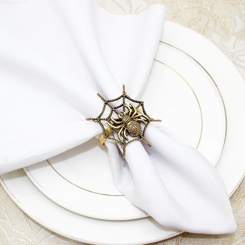 

6pcs Napkin Ring Combination Bright Color Romantic Sweet Table Decoration Serviette Ring Spider Shaped Buckle Party Festival