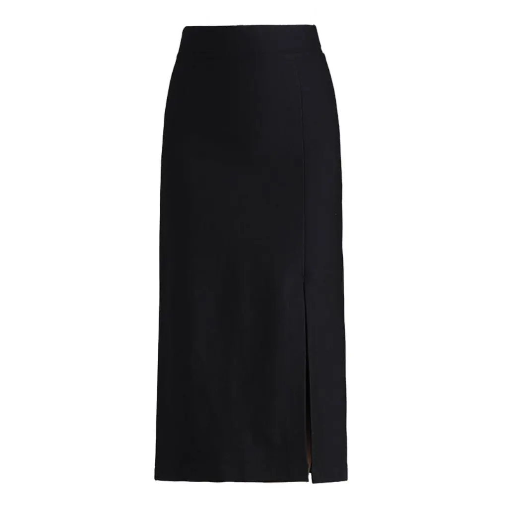 

Women's High Waist Long Skirt Slim-fit Professional Work Skirt with Split Front Black Spring Autumn