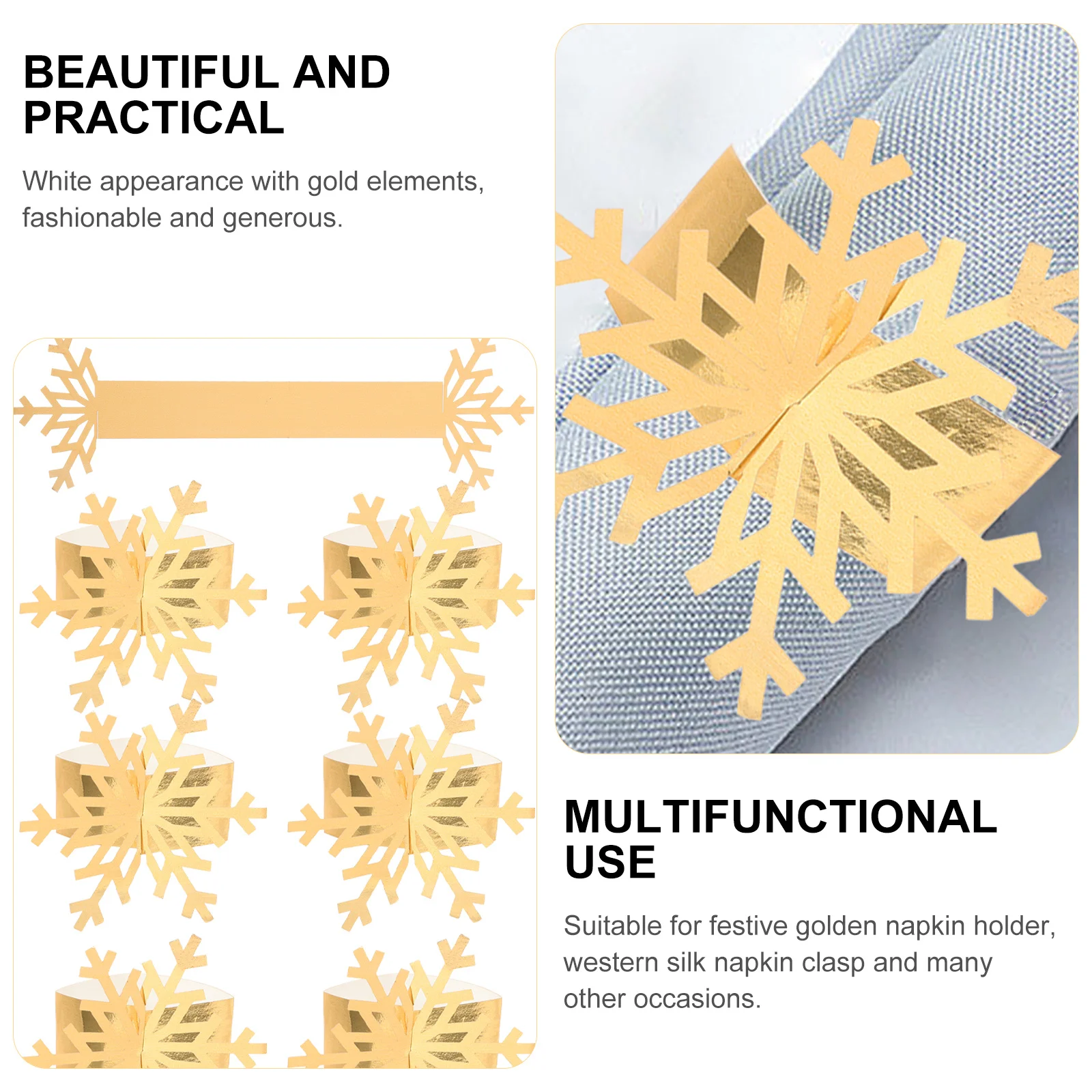 

25Pcs Xmas Christmas Napkin Holders Snowflake Napkin Rings Table Decor Holiday Dinner Buckles Table Decors Rings for Napkins