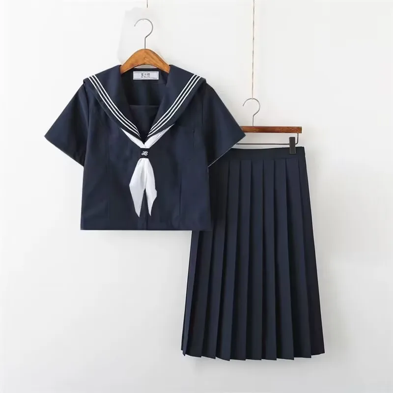 Large Size Basic JK Uniform Short Sleeve Set Summer Japanese Campus Style Comfortable Two Piece Suit Perfect for Class Uniform