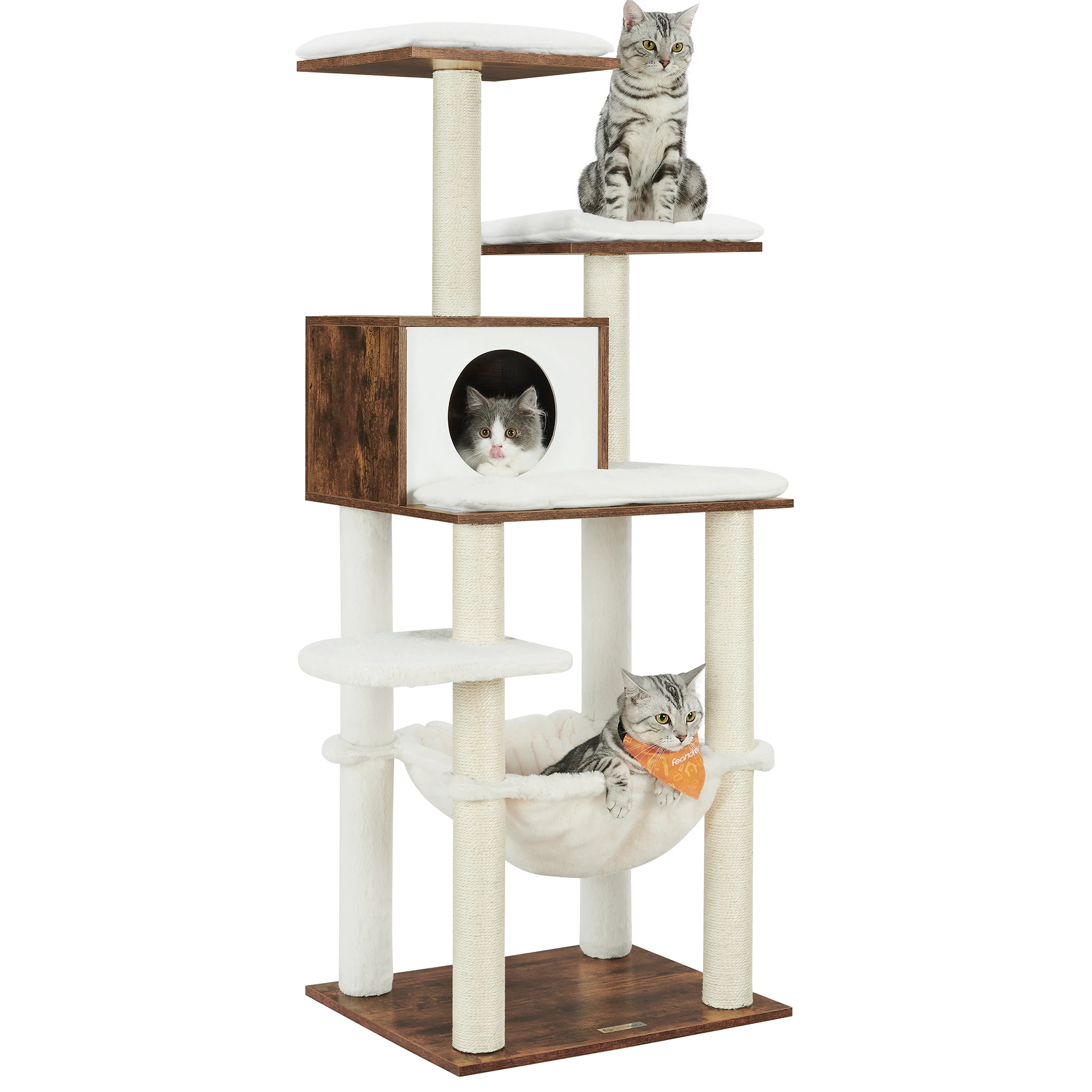 Feandrea Cat Tree, 54.3-Inch Modern Cat Tower for Indoor Cats, Multi-Level Cat Condo, Ultra-Soft Plush, Scratching Posts