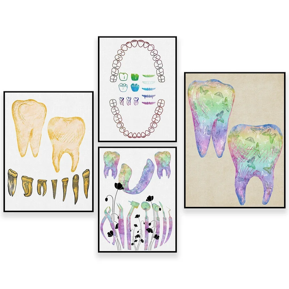 Teeth Diagram, Dental Art Poster, Anatomy Art, Tooth Row, Medical Art, Upper Lower Jaw, Dentist Clinic Wall Art, Human Teeth