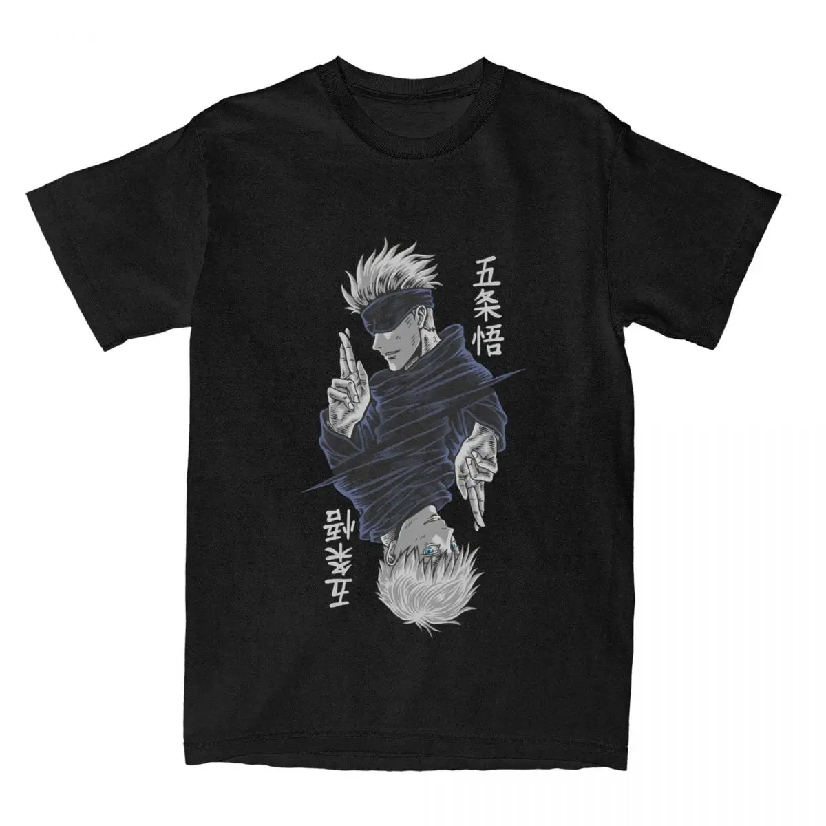 Anime Jujutsu Kaisen Gojo Satoru T Shirt Men's 100% Cotton Vintage T-Shirt Round Collar Tees Short Sleeve Tops Gift Idea