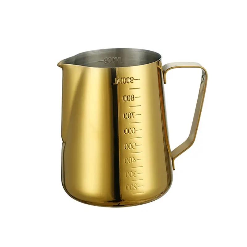 

Кувшин для вспенивания молока из нержавеющей стали со шкалой Цветочное оборудование Чашка для молочной пены Золотая чашка для молока, чашка для чая с молоком, мерная чашка