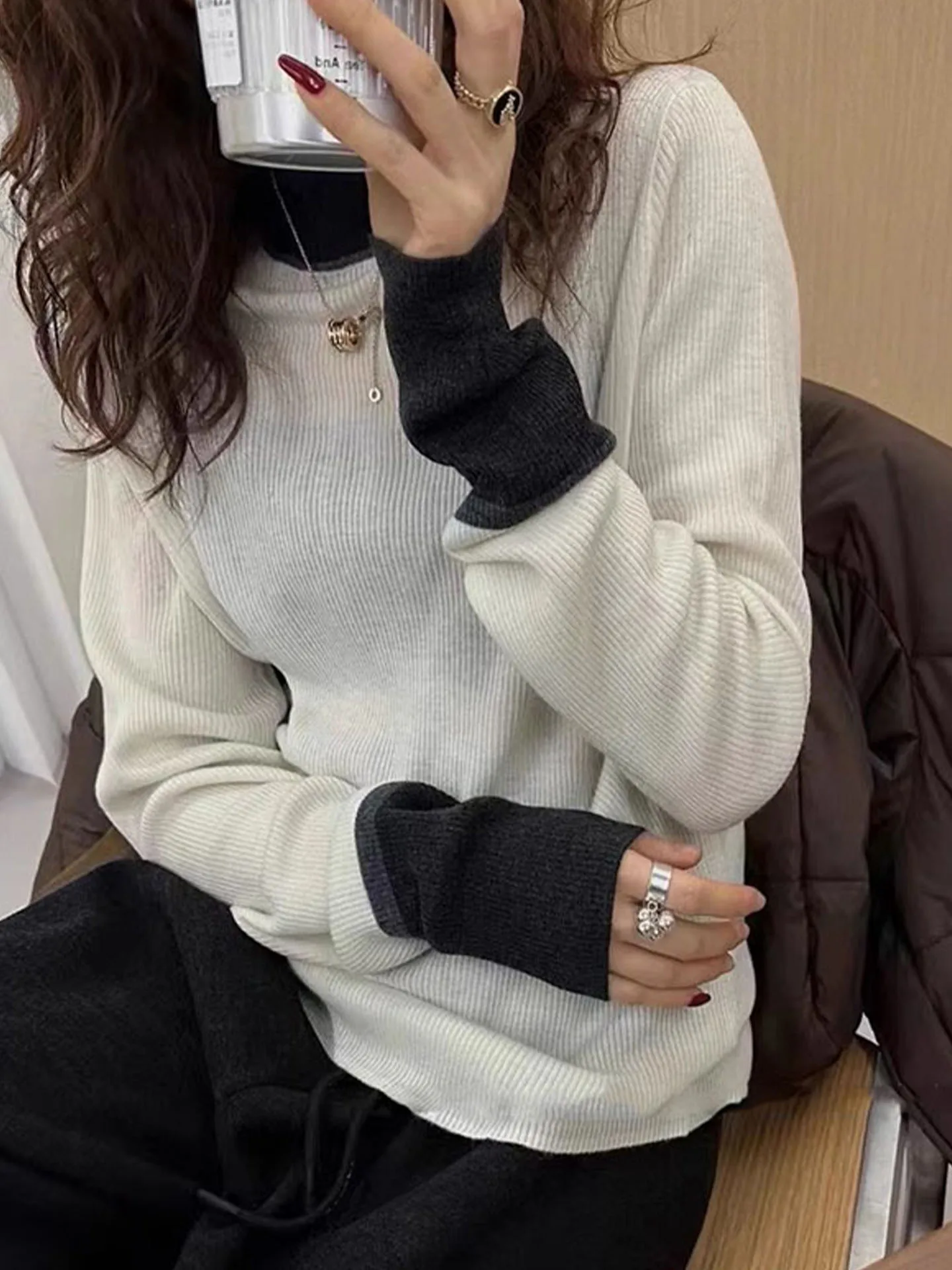 Design Sensation Color Blo Camere Knitwear Long Sve Crew Ne Pullover Wool Sweater Casual Autumn European Sle Base ...