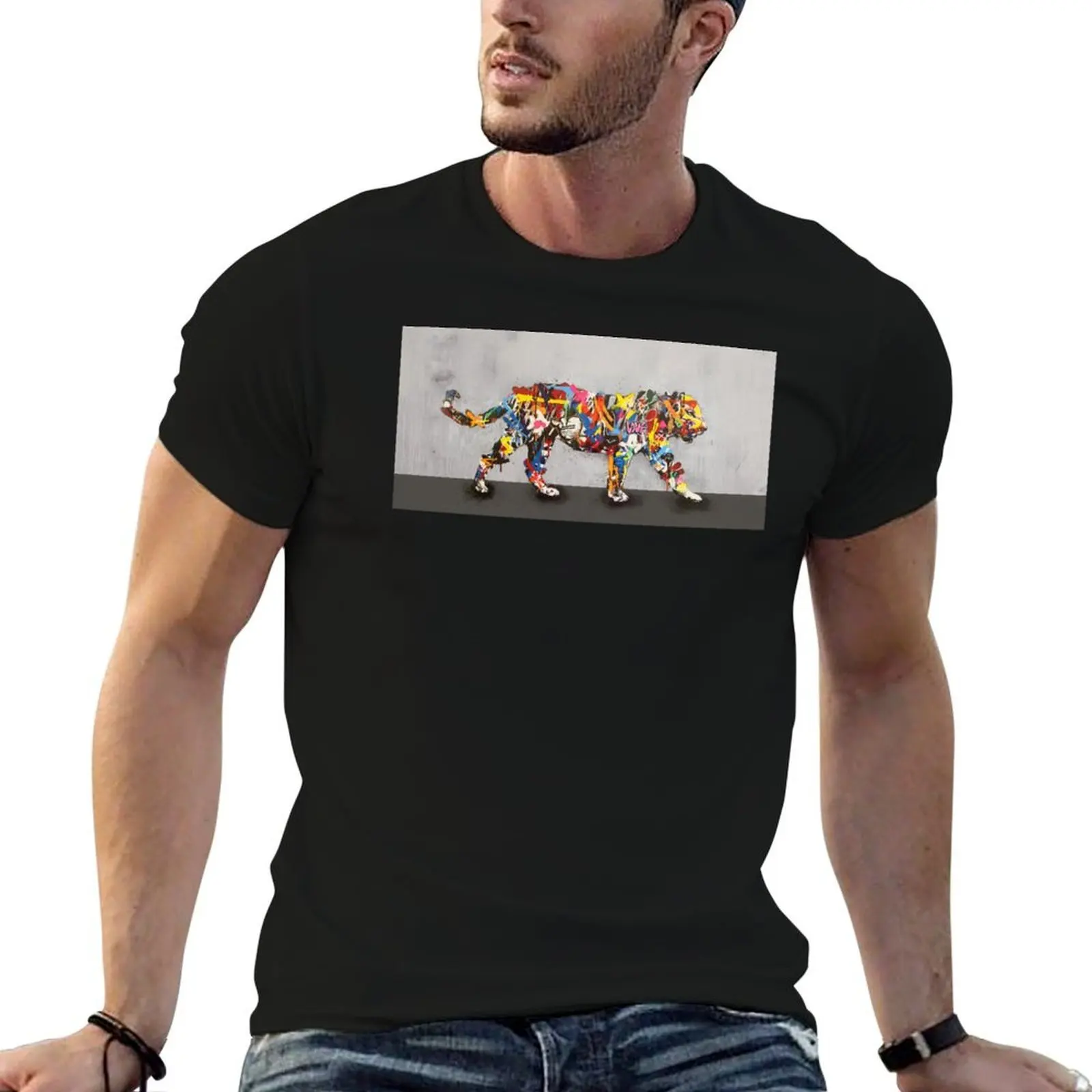

Graffiti Tiger - Colorful Urban Pop Art T-Shirt cotton t shirts man 100% t shirts for man cotton soft man t shirt luxury T-shirt