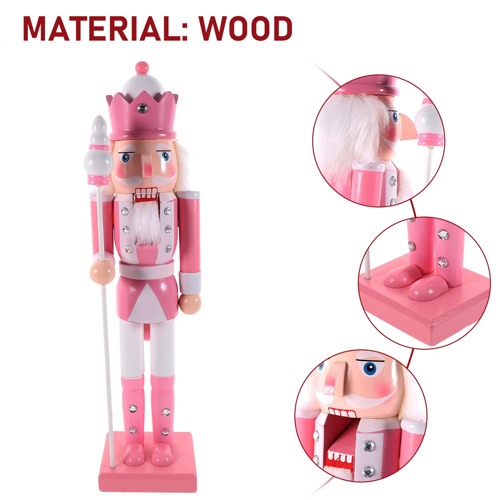 

Christmas Nutcracker Soldier Wooden Puppet Desktop Xmas Ornament Smooth Design Classic Holiday Decor No Scratch Gift