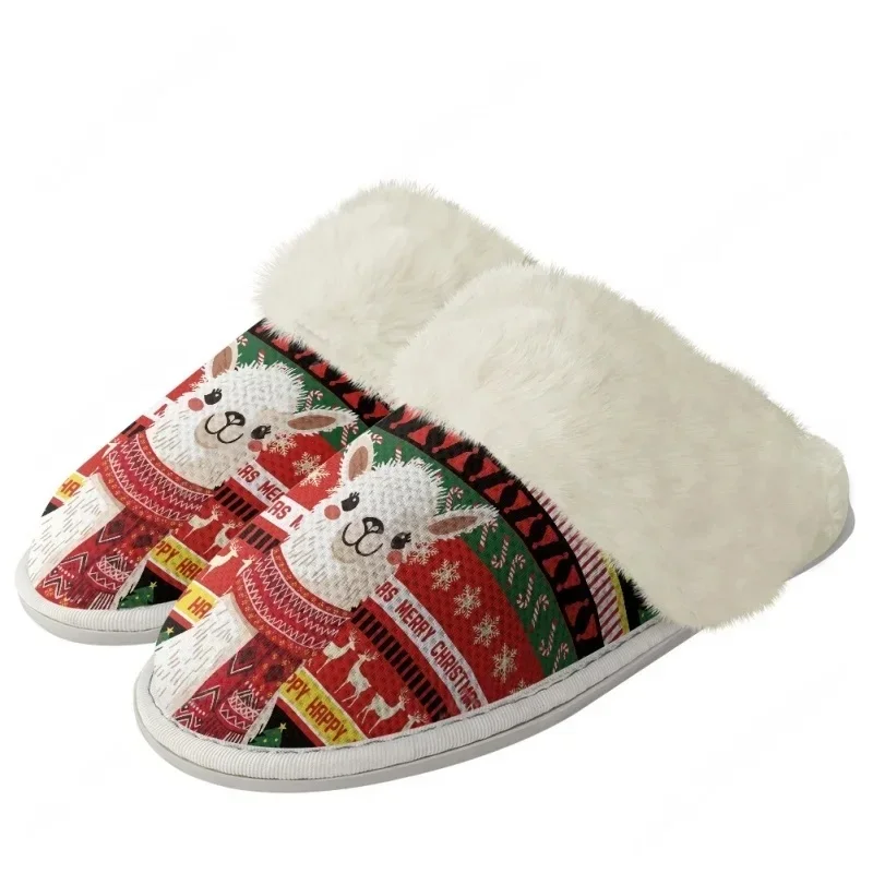 Christmas Funny Santa Candy Cane Slippers Mens Womens Home Cotton Plush Bedroom Keep Warm Custom Thermal Lightweight Slipper