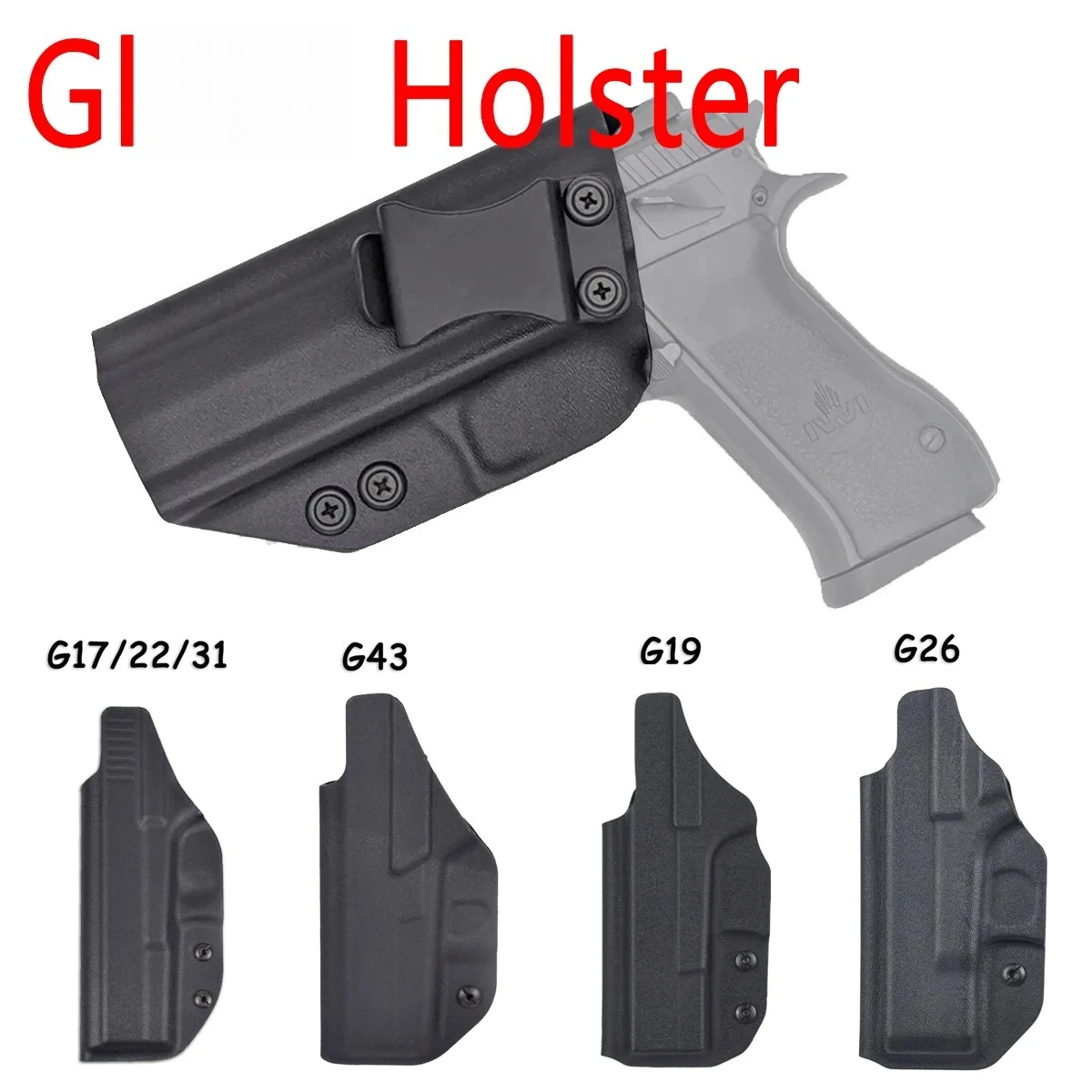 

G43 PVC IWB Gun Holster For Glock 17/19/22/26/43 S&W Inside Waist Concealed Belt Clip Stack Magazine Pouch Glk 43X Holster