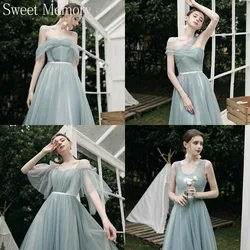 Water Green Tulle Bridesmaid Dresses Elegant Slim A-Line Girl Vestido Women Robe De Soriee Formal Party Dress