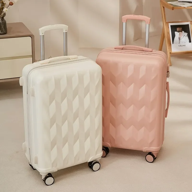 Imagem -02 - Diamante em Forma Anti-scratch Mala Zíper Silencioso Bagagem pc Trolley Case Moda Mala de Viagem de Couro Carry-on