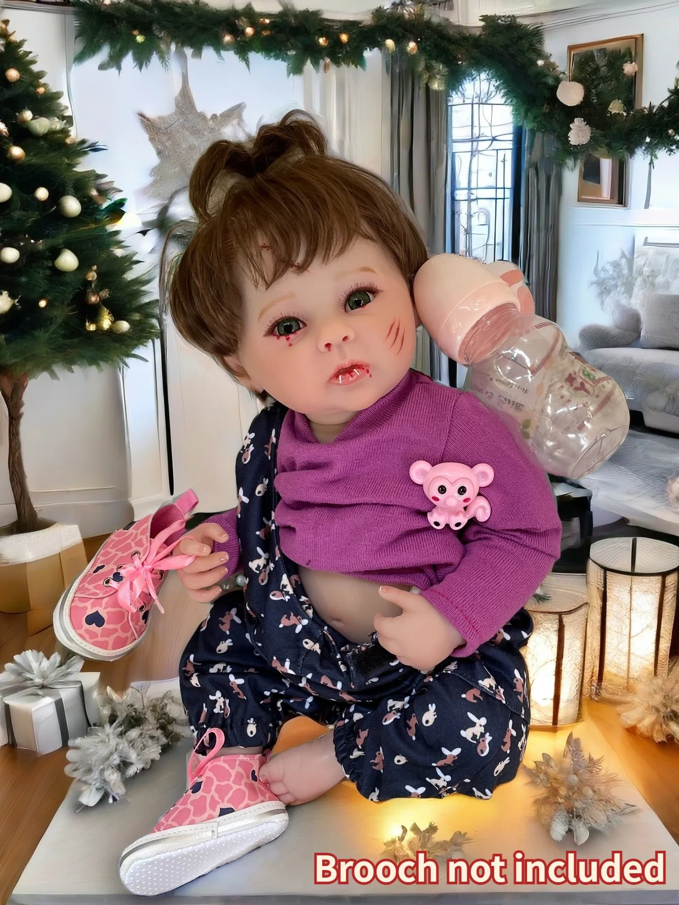 18 Inch Christmas Gifts Reborn Girl Baby With Hand-Rooted Hair Lifelike Soft Touch Bebe Newborn Doll