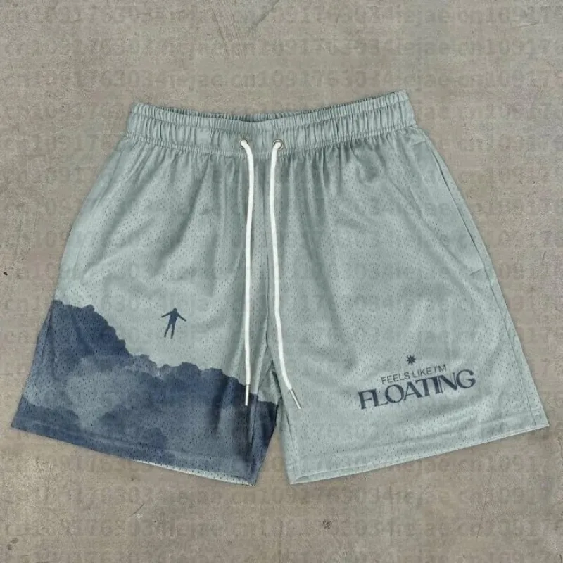 Men Kid Vintage Stylish Feels Like I'm Floating Graphic Casual Street Shorts Breathable Quick Dry Shorts Fitness Running Shorts