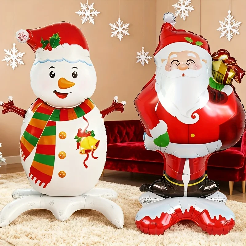2 Stück neuer extra großer stehender Weihnachtsmann-Schneemann-Folienballon für Weihnachten, Urlaub, Party, Deko, Neujahr, Geburtstag, Ostergeschenk